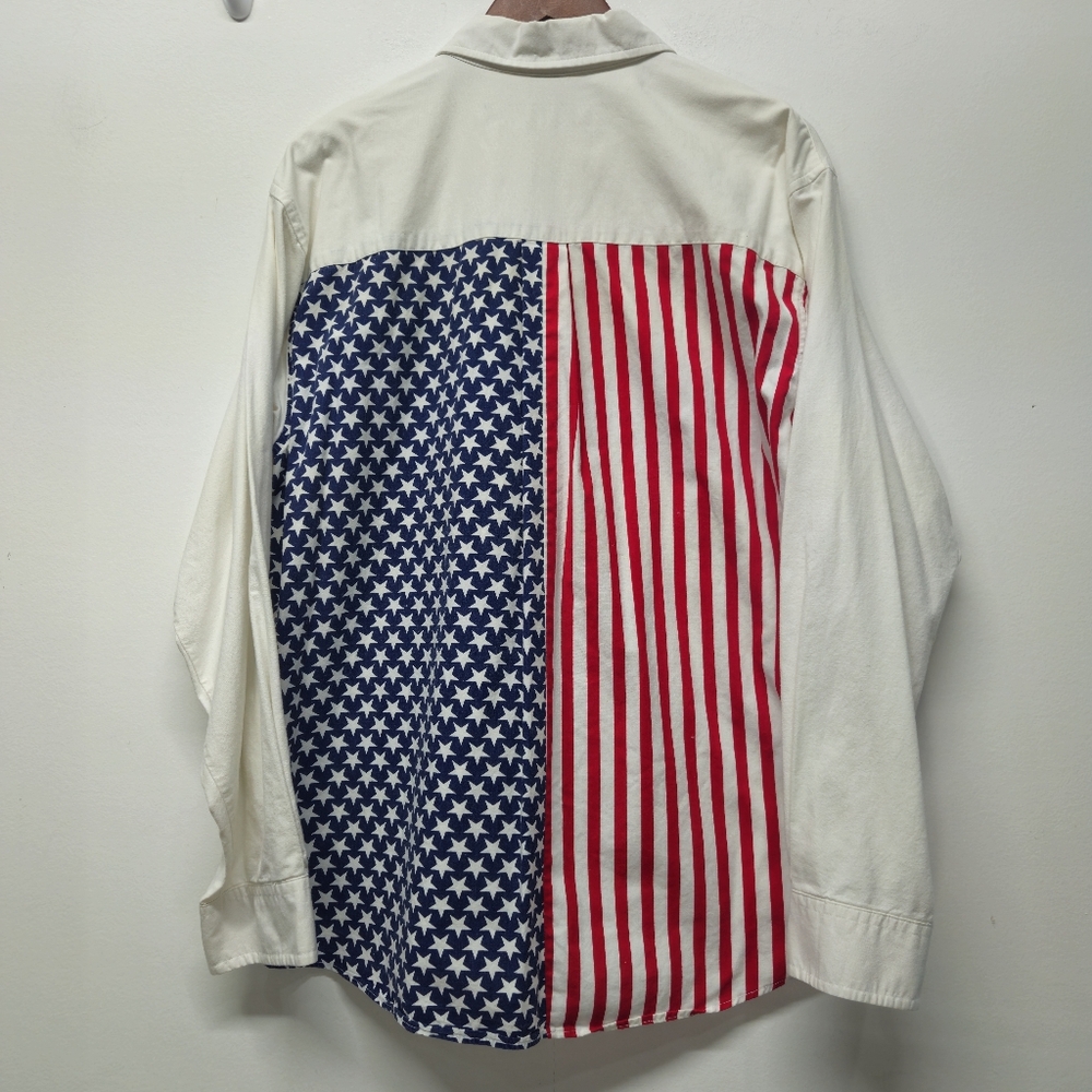 Vintage American Flag Stars & Stripes Button Down Shirt Patriotic USA Unisex